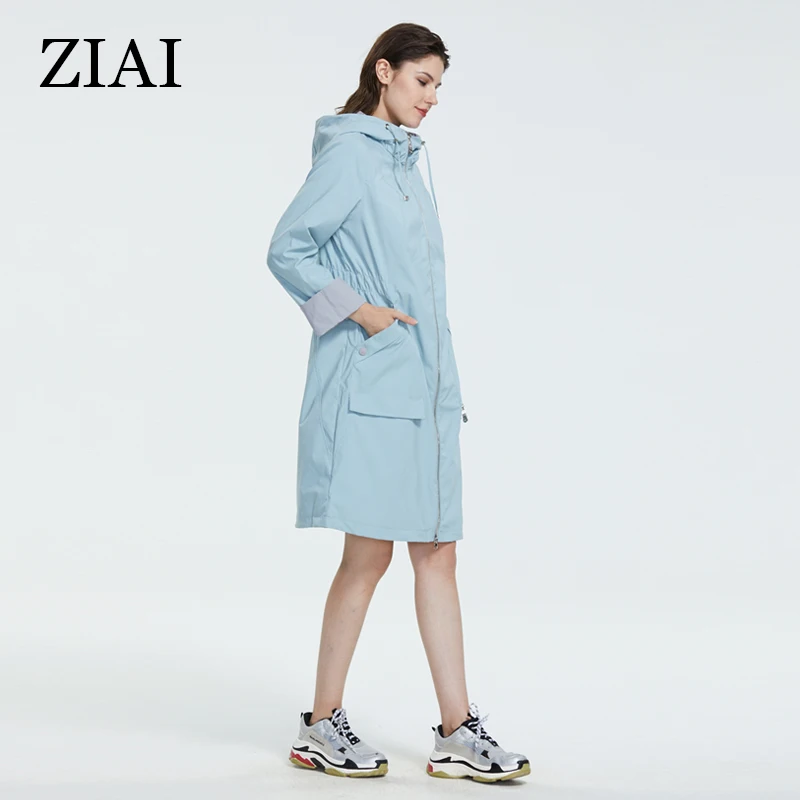 ZIAI 2020 весенние женские плащи пальто для девочек подростков длинные с капюшоном
