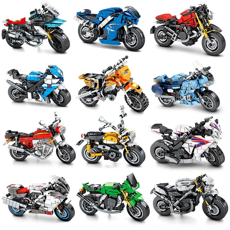 Sembo город гоночный мотоцикл из кубиков Diy скоростной Мотоцикл Мини спортивная