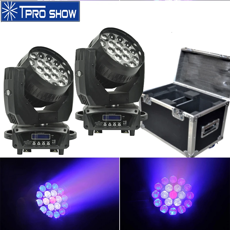 

2pcs Zoom Moving Head Beam Light 19x15W RGBW LED Lyre Wash DJ Lighting Equipment Dmx512 Control Beam Light Effect For Stage Club