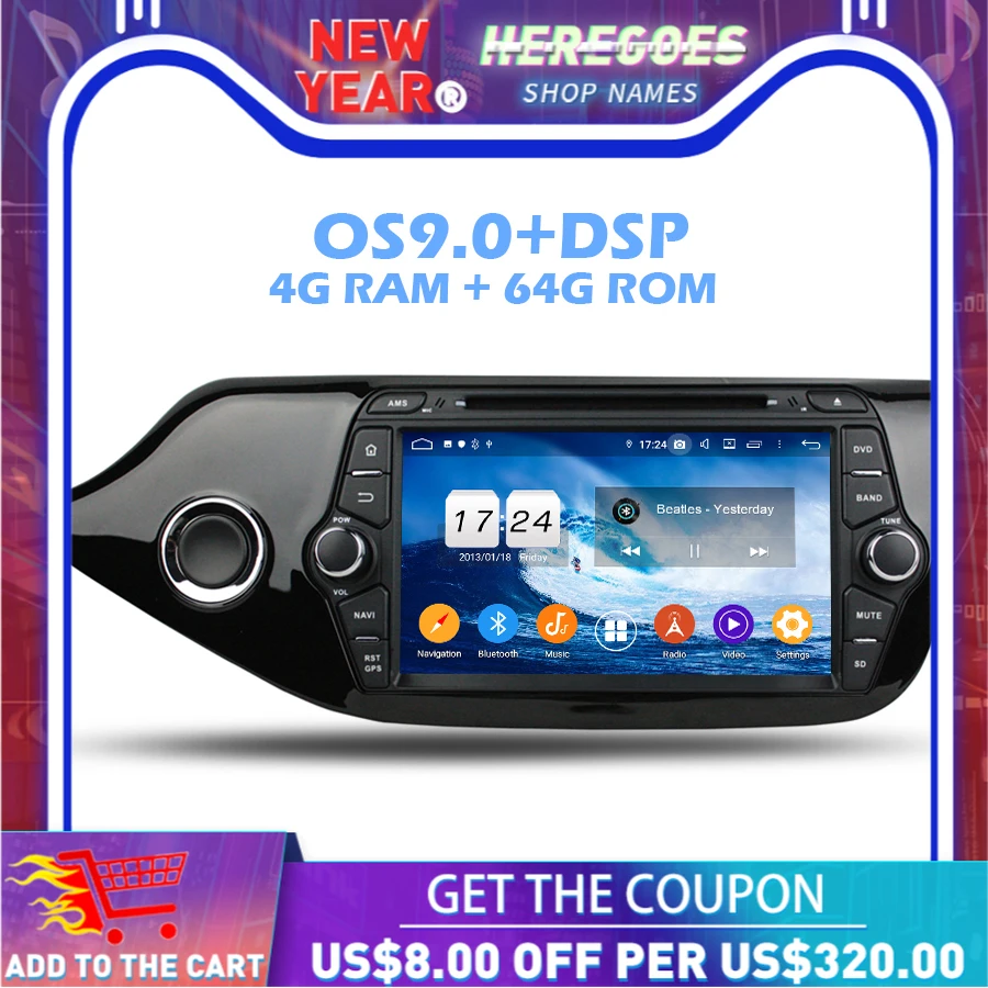 1280 * 720IPS DSP Android 10 0 4G RAM + 64G ROM 8Core автомобильный dvd плеер Wifi Bluetooth 4 2 RDS радио GPS карта