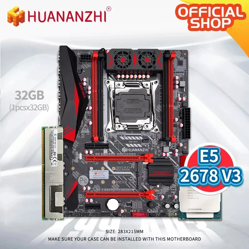 

HUANANZHI X99 AD3 REV3.0 X99 материнская плата с Intel XEON E5 2678 V3 с 1*32 ГБ DDR3 RECC память комбинированный комплект NVME USB 3,0 ATX