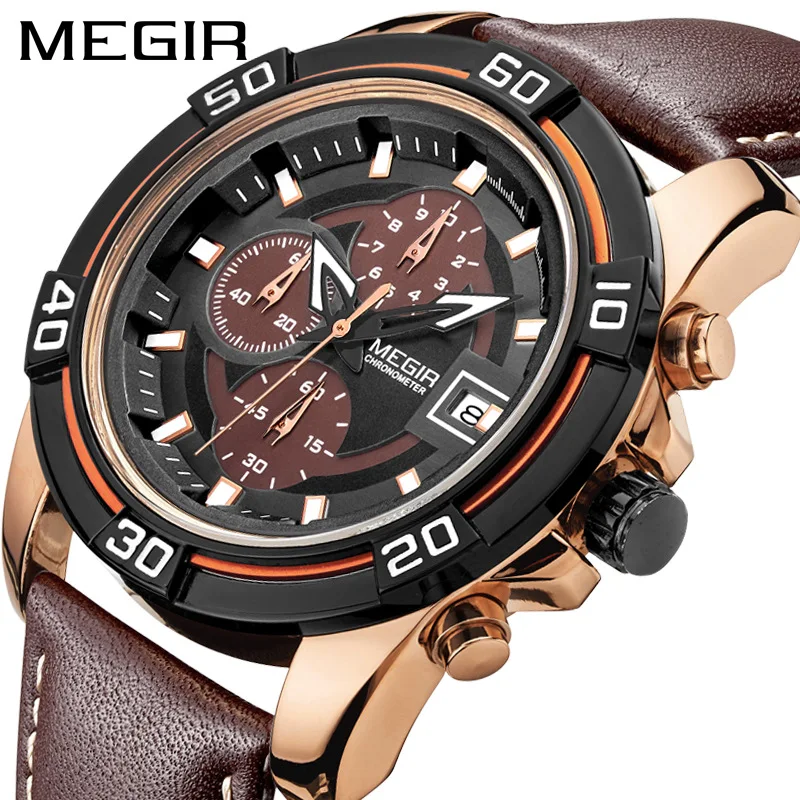 

MEGIR New Trend Fashion Waterproof Chronograph Three Eye Sports Design Calendar Quartz Watches Wrist Relogio Masculino 2023G