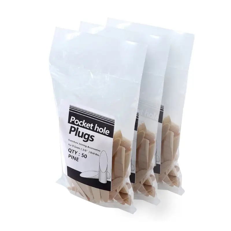 

50pcs 9.5mm 3/8'' Pine Wood Pocket Hole Plugs Woodworking Furniture Jointing Doweling Accessories