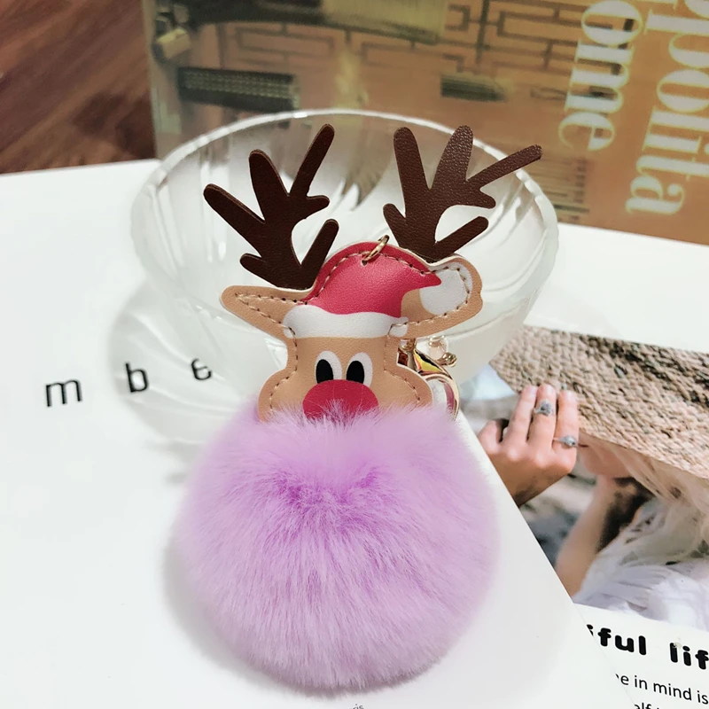 

Plush Elk Pendants Keyring Keychain Pompom Reindeer Fur Ball Doll Keychain Xmas Ornaments Party Favors Christmas New Year Gifts