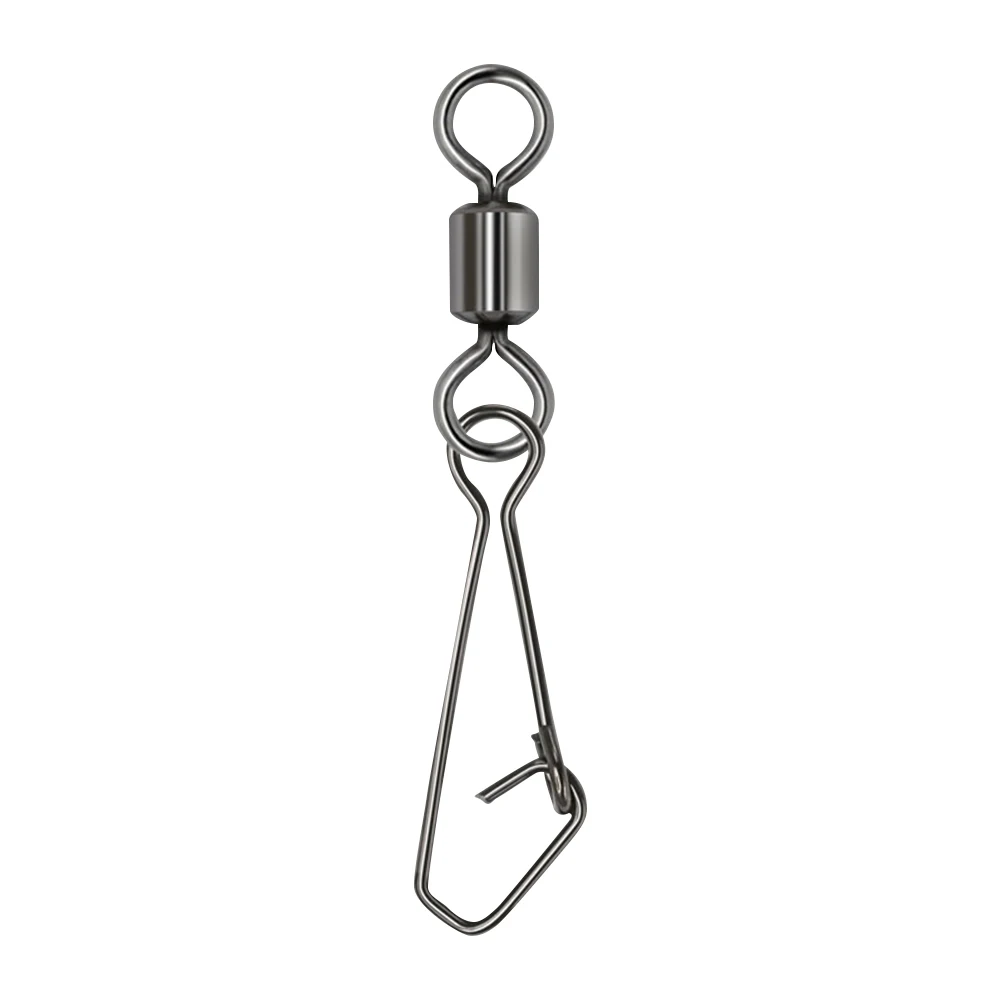 

10pcs Fishing Swivels Rolling Swivel with Hooked Snap Stainless Steel Sea Fishing Tackles Connector Saltwater Fishing Gear