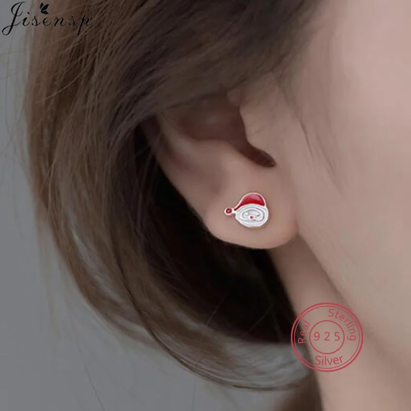 

925 Sterling Silver Christmas Earrings for Women Girls Kids Small Crystal Snowflake Deer Bells Snowman Stud Earring Xmas Gifts