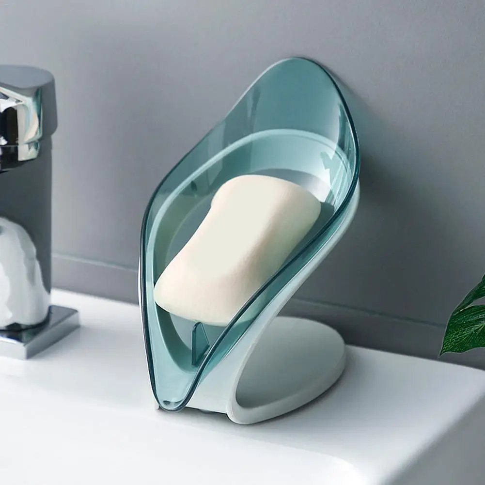 

Drainage Soap Holder Plastic Soap Dishes Self Draining Case Container Leaf Shape Suction Cup Soap Box Bathroom Accessrioes