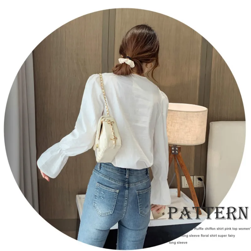 

Chic Apricot White Blusas Mujer De Moda Fall 2020 Women Long Sleeve V-neck Tops and Blouses Casual Retro Office Lady Shirts