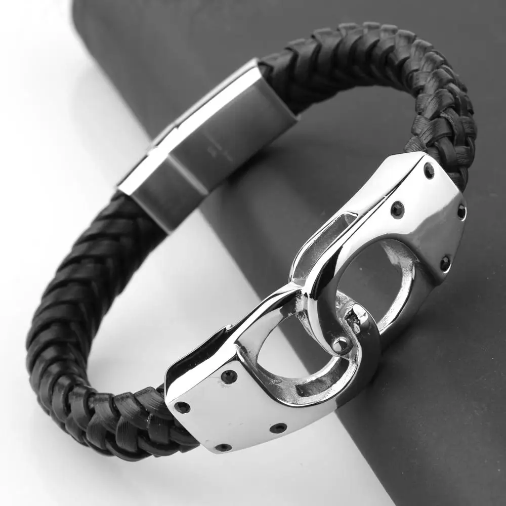 Высокое качество браслет наручники из нержавеющей стали pulsera hombre ручной работы