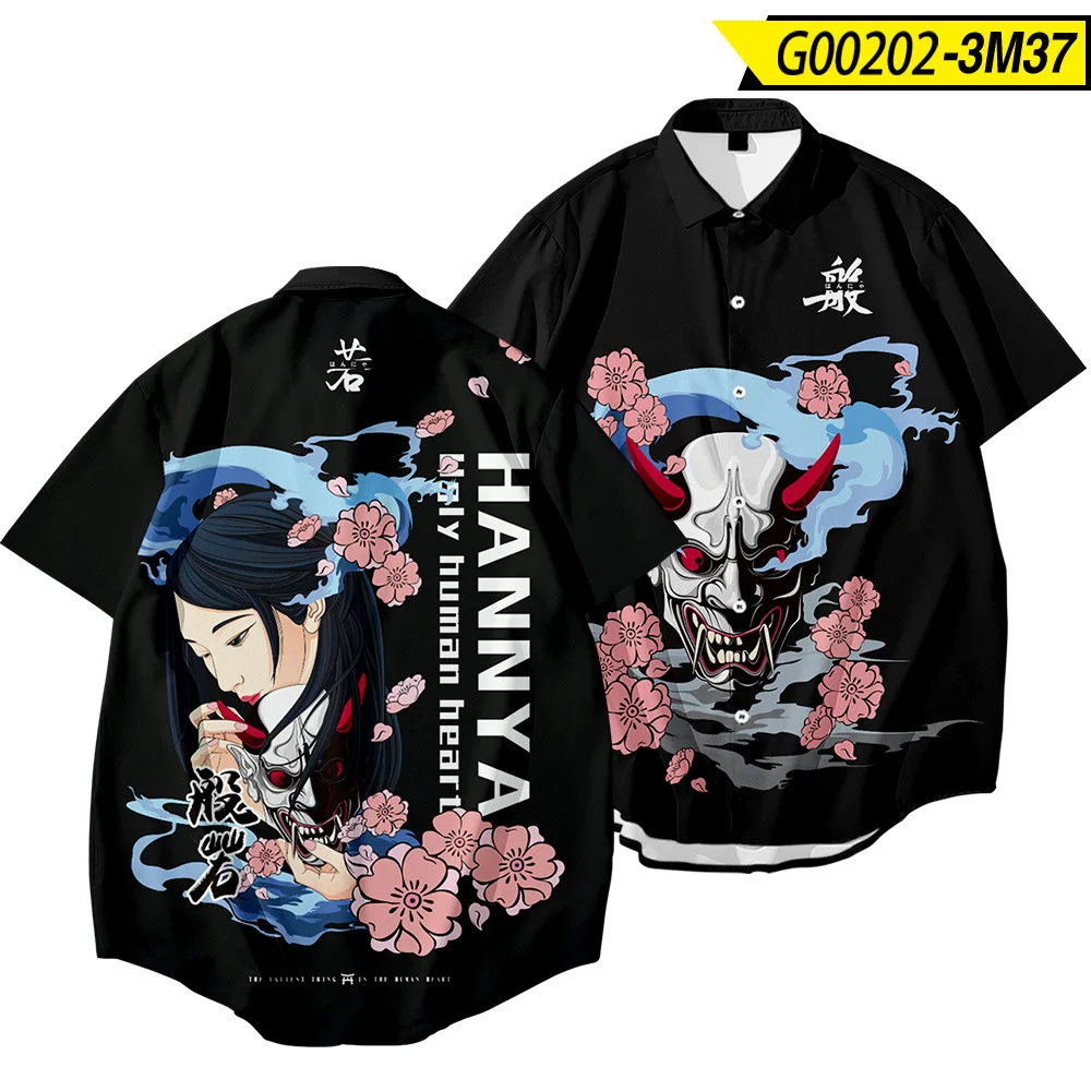 

Couple Hawaiian Streetwear Prajna Printing Shirts Camisa Masculina Short Sleeve Holiday Beach Shirt Oversize 6XL