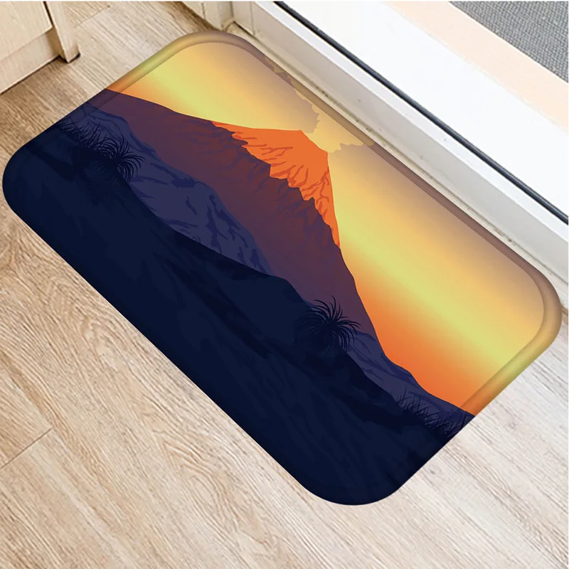 Мультяшный горный Придверный коврик кокосовое дерево для ванной кухонный ковер