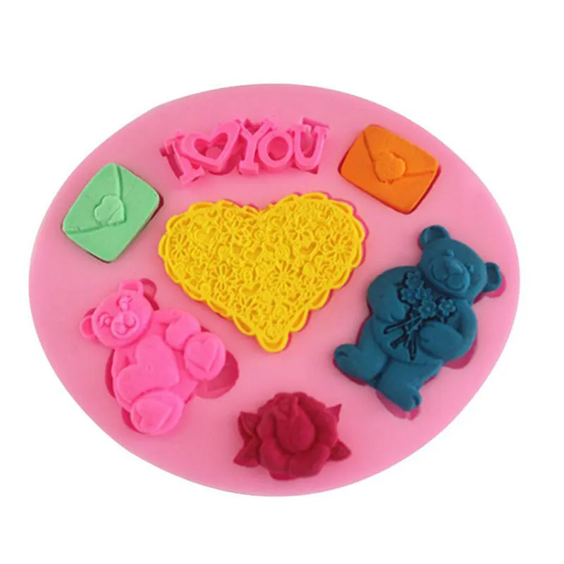 DIY инструменты украшения торта любовь куклы медведь Конверт Форма цветы