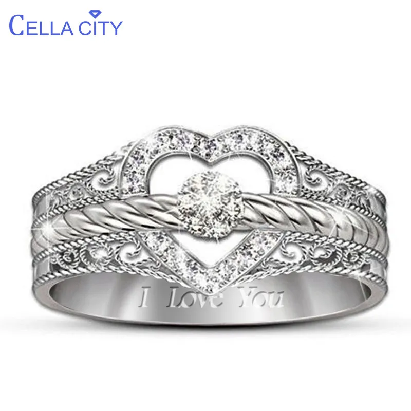 Cellacity стерлингового серебра 925 ювелирные изделия кольцо для Для женщин C резными