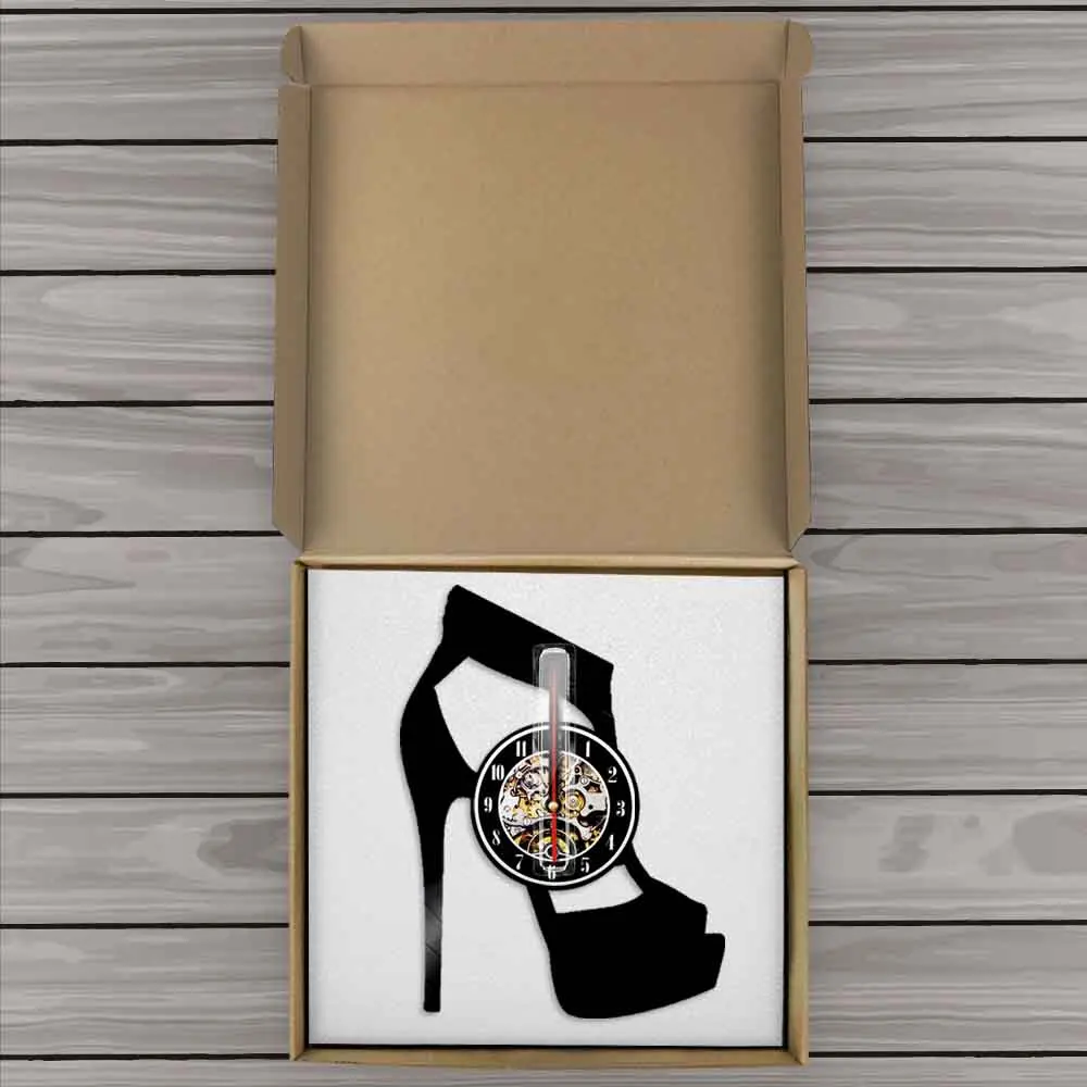 Классические черные дизайнерские настенные часы на высоком каблуке модные для