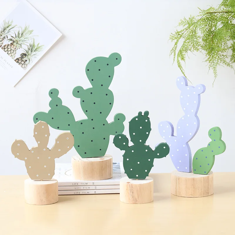 Деревянные растения кактус украшение стола украшения для спальни орнамент