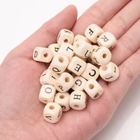 100pcs mixed square wooden alphabet 26 letters beads spacer smooth beads for jewelry making diy bracelet crafts accessories