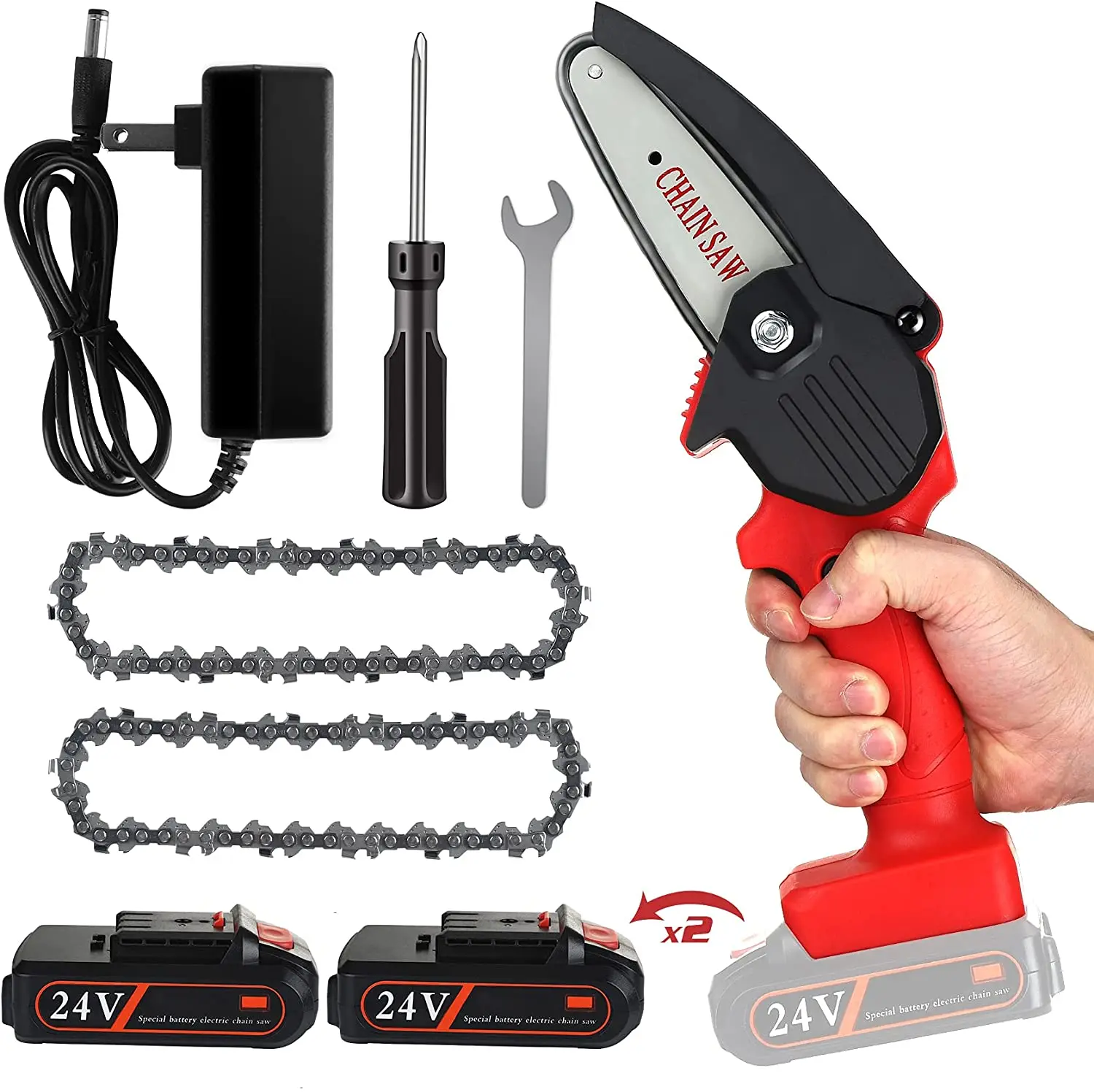 

Мини-бензопила беспроводные Аккумуляторы 2 шт., 4-дюймовая Электрическая цепная пила, портативная деревянная ручная работа