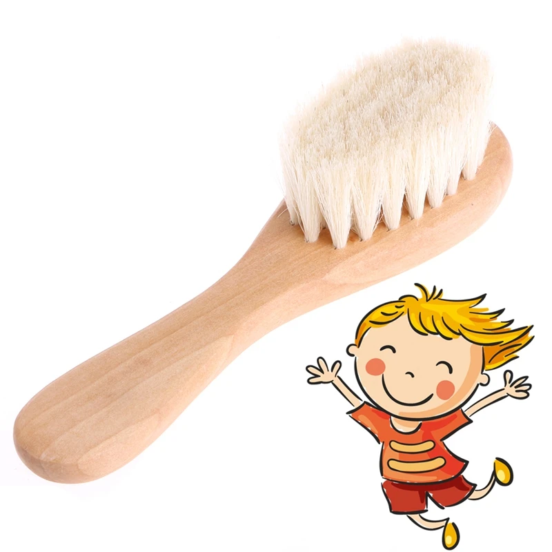 Cepillo con mango de madera para beb&eacute;, cepillo de pelo para reci&eacute;n nacido, peine infantil, masajeador de cabeza-1