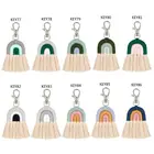 Плетеные радужные брелоки для женщин, ручная работа, брелок, сумка для макраме