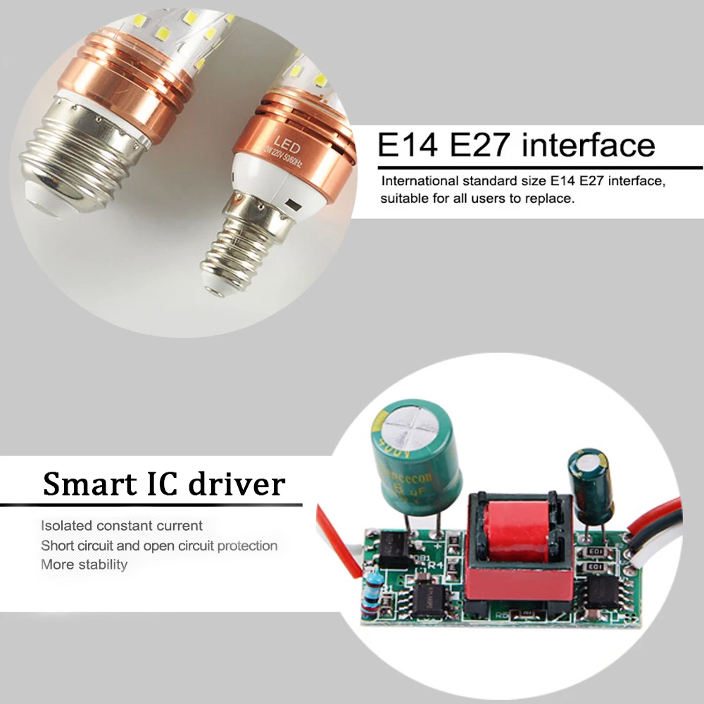 Светодиодный лампы E27 E14 8 Вт 12 16 SMD Светодиодная лампа светильник лампочка 220V