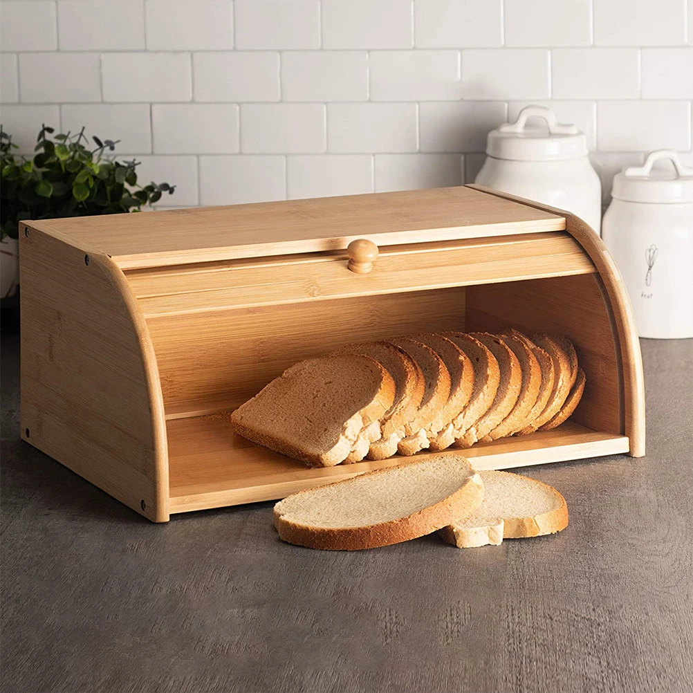 

1pc Bread Basket Bread Box Wooden Kitchen Organizer Box Storage Boxes