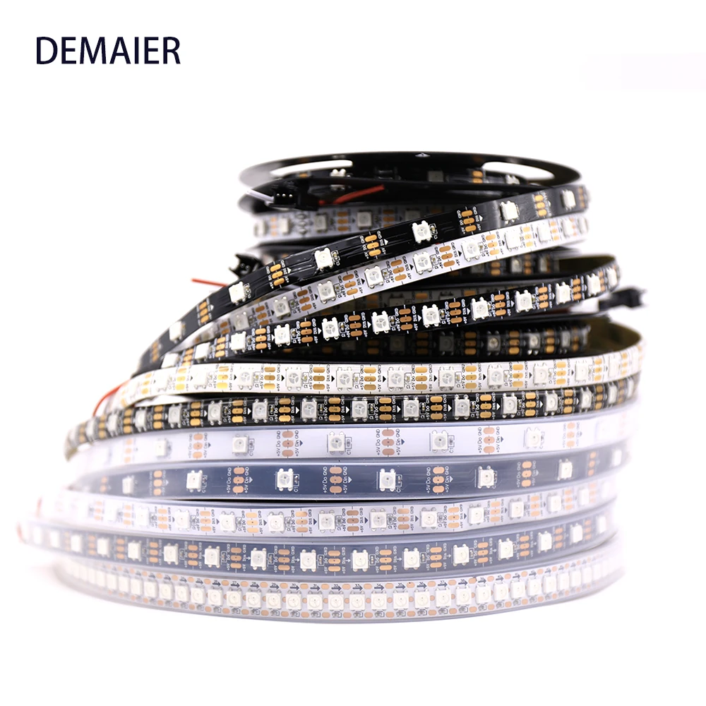 Светодиодная лента 1 м/2 м/4 м/5 м DC5V WS2812B WS2812 30/60/144 пикселей/светодиодов/m Шварц/Weiß PCB