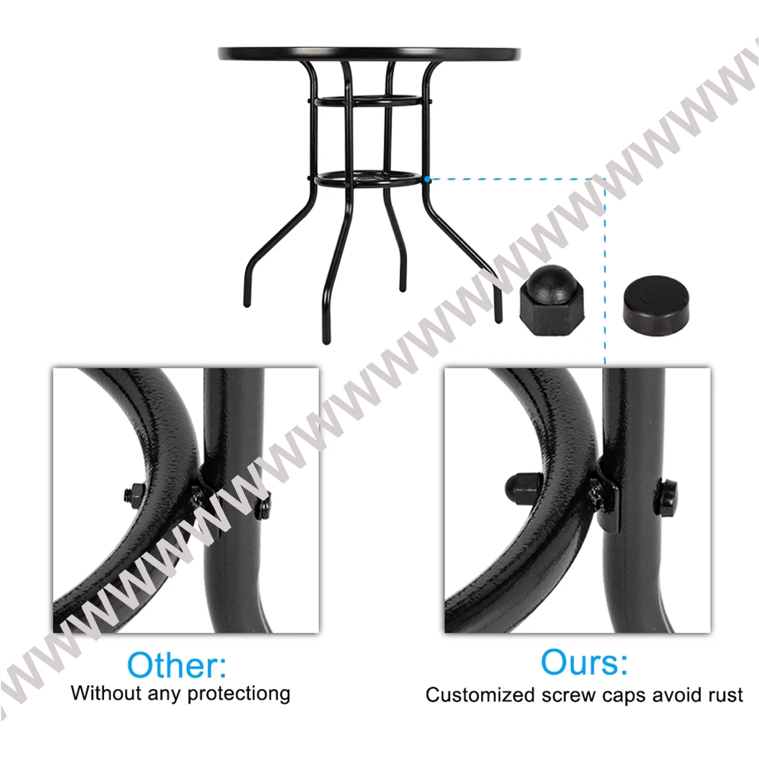 Стол для бистро со стеклянной столешницей и зонтичным отверстием Круглый