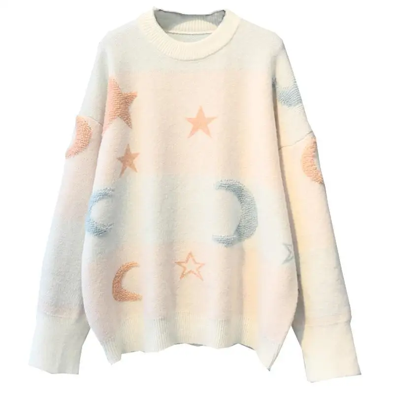 2021 Женский пуловер осень и зима новый свитер Круглый Вырез Свободный корейский