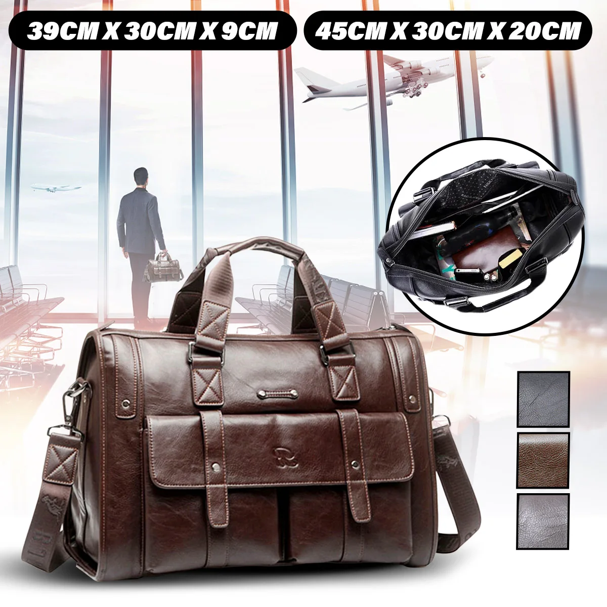 

Men Leather Black Briefcase Business Handbag Messenger Bags Male Vintage Shoulder Bag Men's Large Laptop Travel Bags CZ Stock