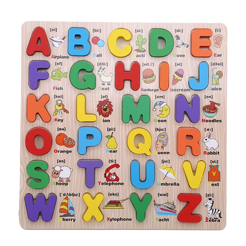 

Wood English Letters Jigsaw Puzzle Children Kids Educational Alphabet Cognition Pronunciation Spell Learning Toys For Children