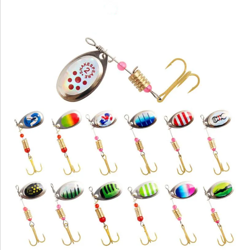 

1 PCS Rotating Spinner Fishing Lure 55mm/3.1g Fish Hook Spoon Sequins Metal Hard Bait Treble Hooks Wobblers Bass Pesca Tackle