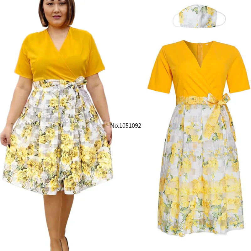 2020 летнее плиссированное платье африканского размера плюс женское с цветочным