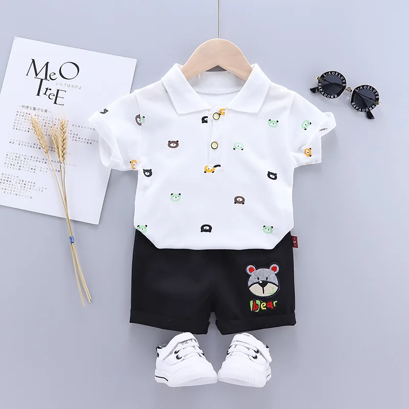 

Children Cotton Clothing Outfits Baby Boy Girl Short Sleeve Bears T-Shirt Pants 2 Pcs/Sets Tracksuits Kid Summer Clothes Infants