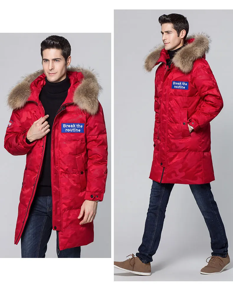 Aismz новейшая зимняя куртка для мужчин Casaco Masculino деловая Повседневная Длинная теплая куртка на утином пуху меховые водонепроницаемые пальто с капюшоном утепленные