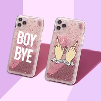 boy bye girls shine sparkle liquid real glitter phone case fundas cover for iphone 11 x xs xr max pro 7 8 7plus 8plus 6
