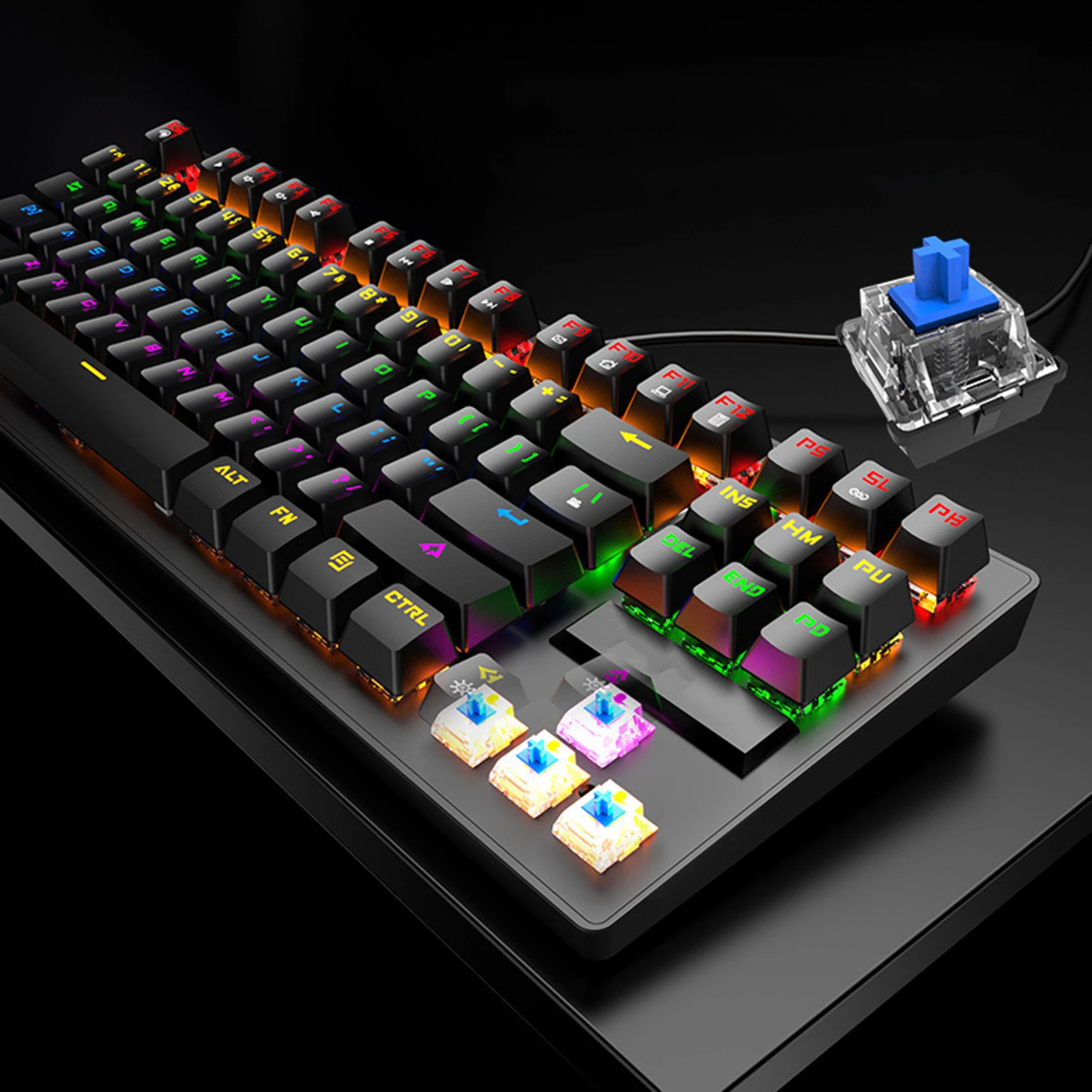 K2 87 клавиш универсальная Проводная RGB подсветка механическая клавиатура