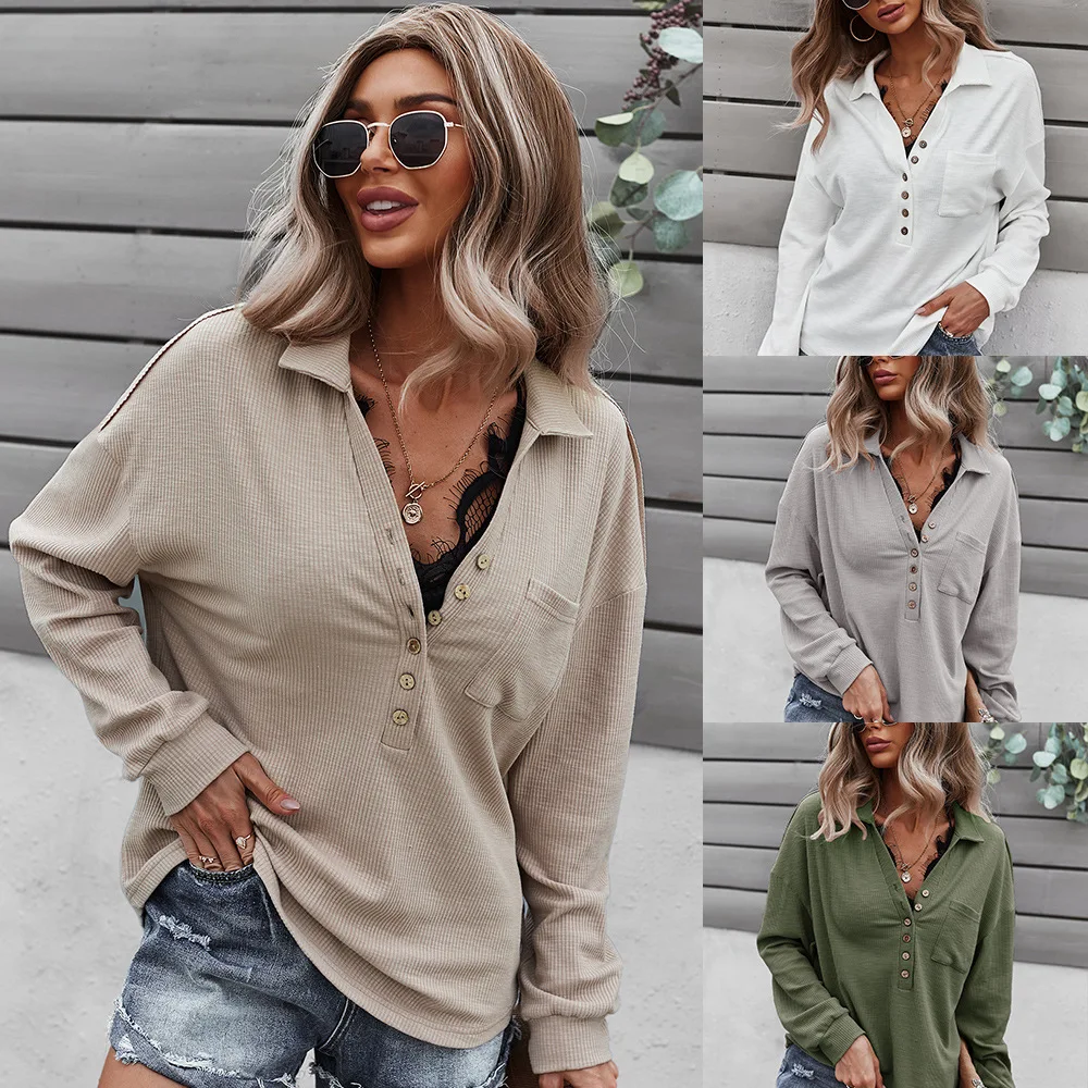 

New products for autumn and winter women's 2021 fashion and elegant long-sleeved sweater sexy top oversized v-neck weatshirt