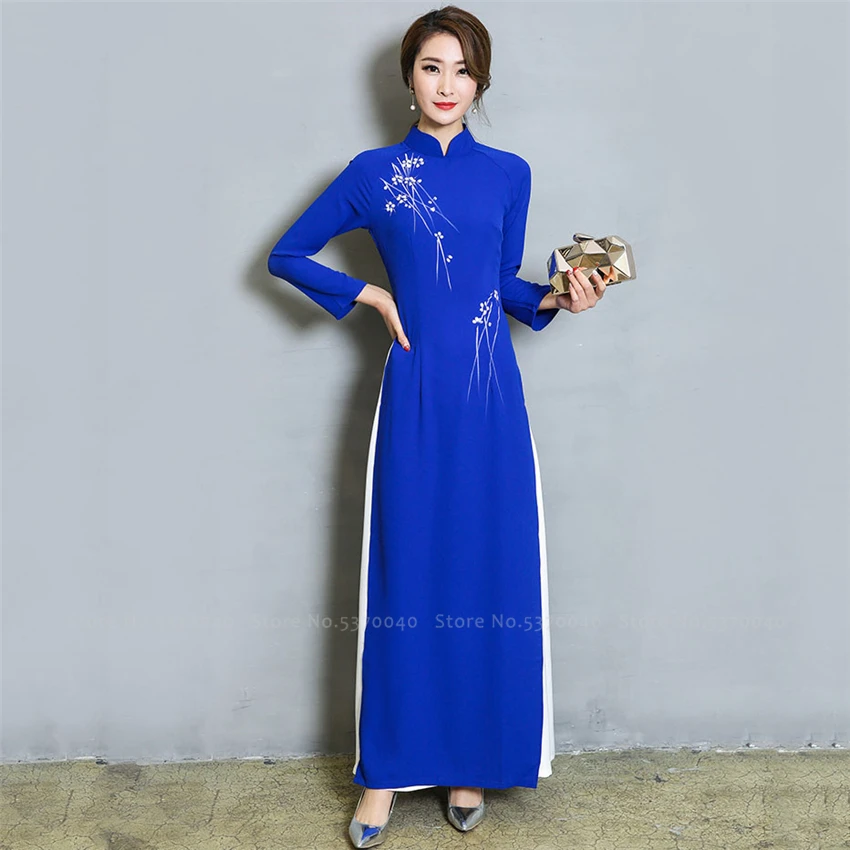 Традиционное платье-Ципао с цветочным рисунком для женщин традиционное