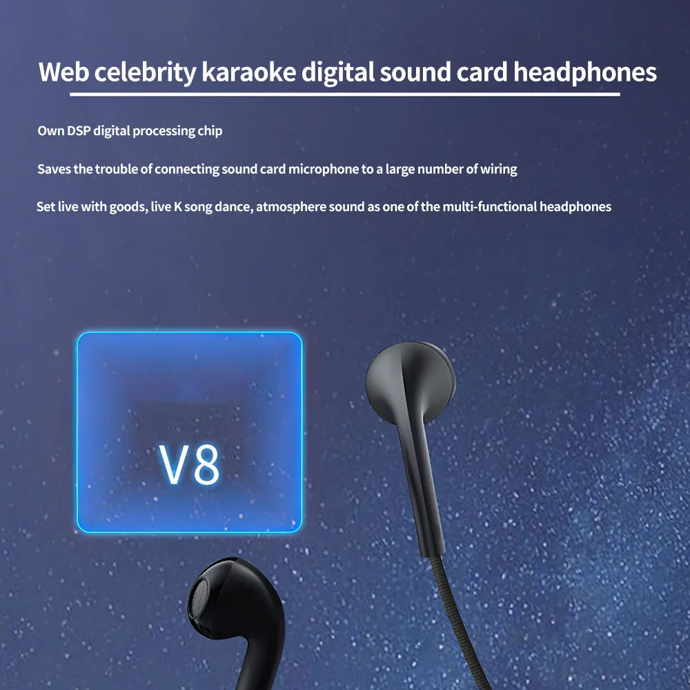 

Type-C Card Microphone Earphone Live Broadcast Earphone Sound Card Waterproof 4 Kind Of Sound Effects Mobile Phone Live