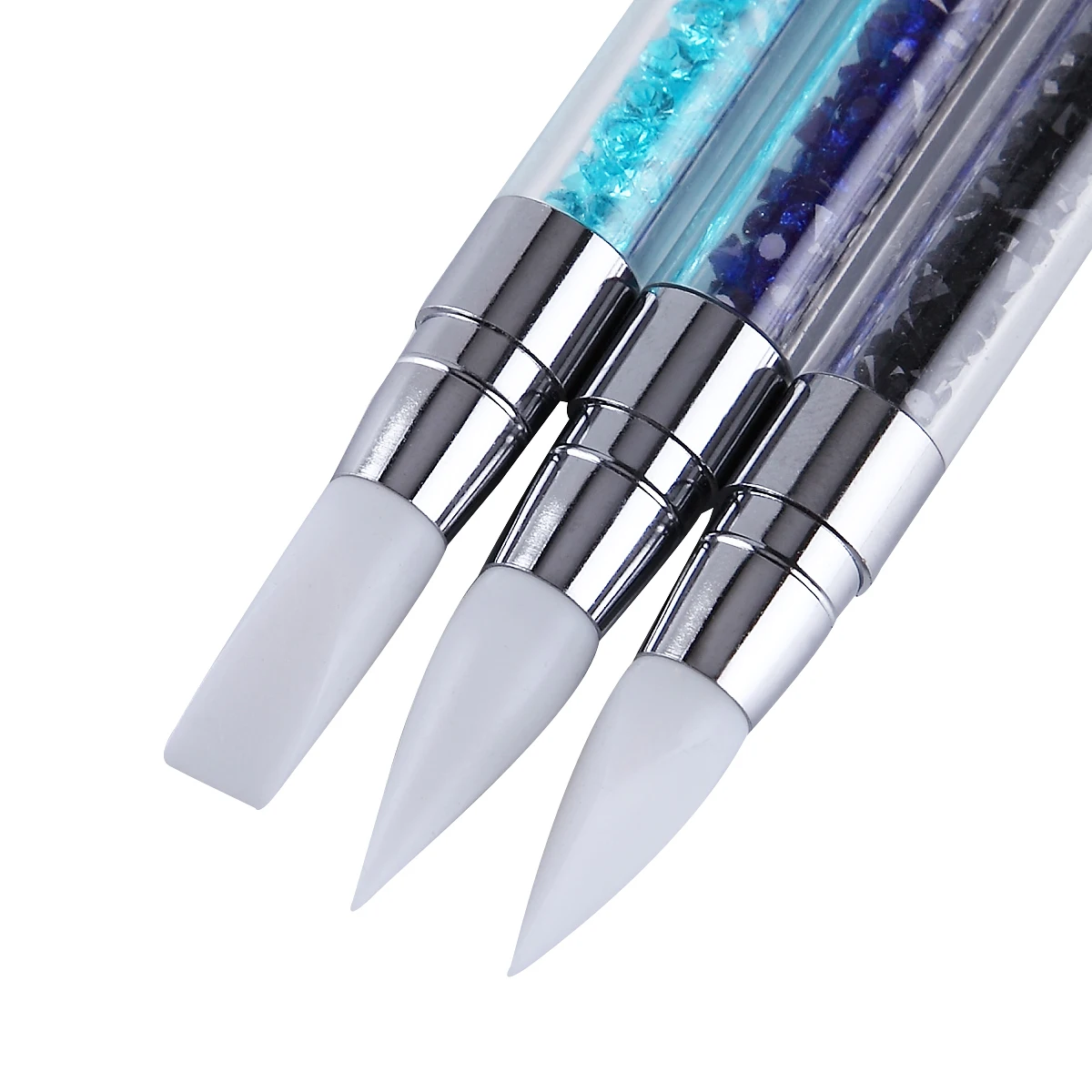 Маникюрная ручка Monja 3 шт./компл. с двойной силиконовой головкой со стразами УФ