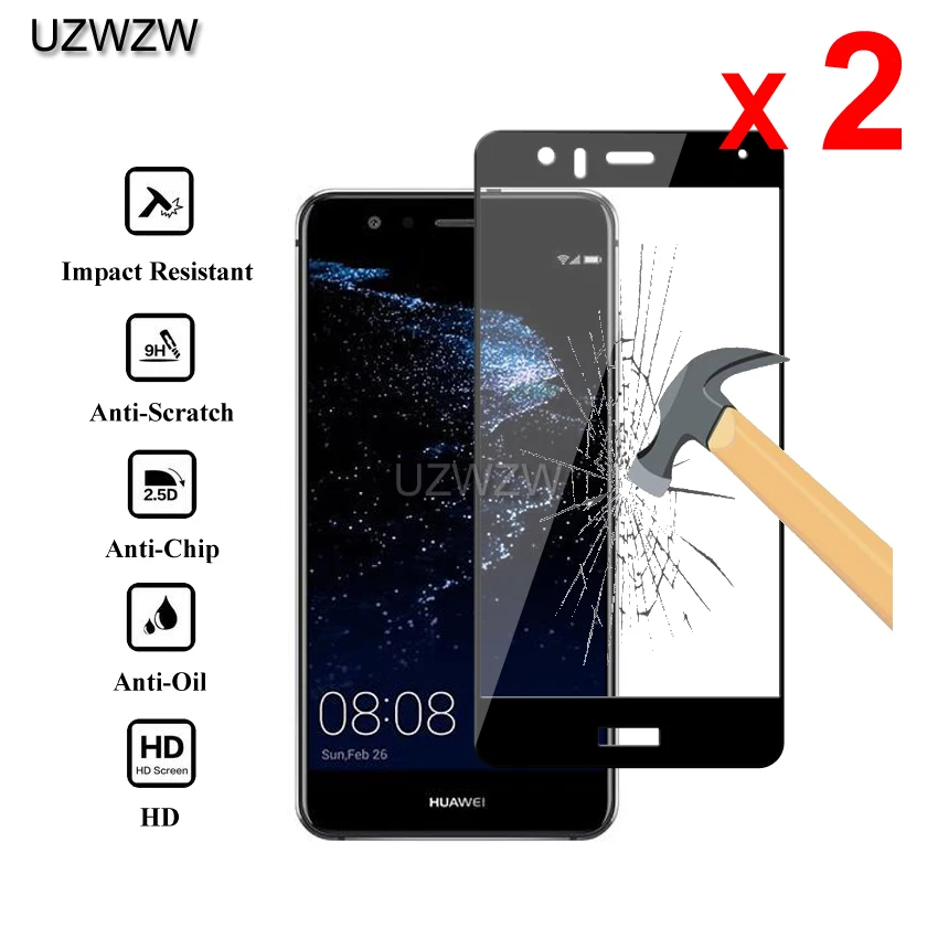 2 шт., закаленное стекло для huawei P10 lite, полное покрытие, защита экрана, защитная пленка, закаленное стекло для huawei P10 lite