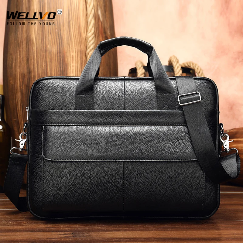 

Men's Genuine Leather Briefcase Male 14 Inch Laptop Bags For Document Business Office Handbags Crossbody Shoulder Bag XA747ZC