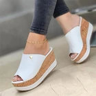 Шлепанцы женские на танкетке, сандалии с открытым носком, уличные Повседневные тапочки на платформе, тапочки на каблуке, лето 2021