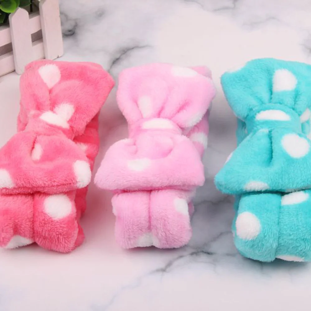 2021 из Корал флиса для волос повязка на голову с бантом женщин стирка уход за кожей