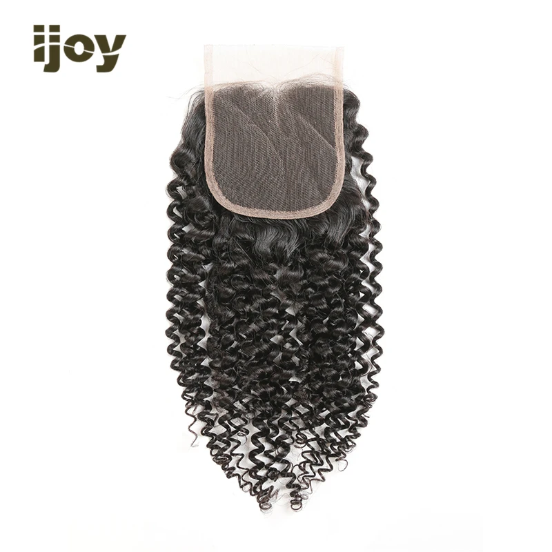 Kinky Curly Hair Closure человеческие волосы для наращивания 4x4 закрытие шнурка натуральный цвет "-20" бразильский кудрявый закрытие Non-Remy IJOY