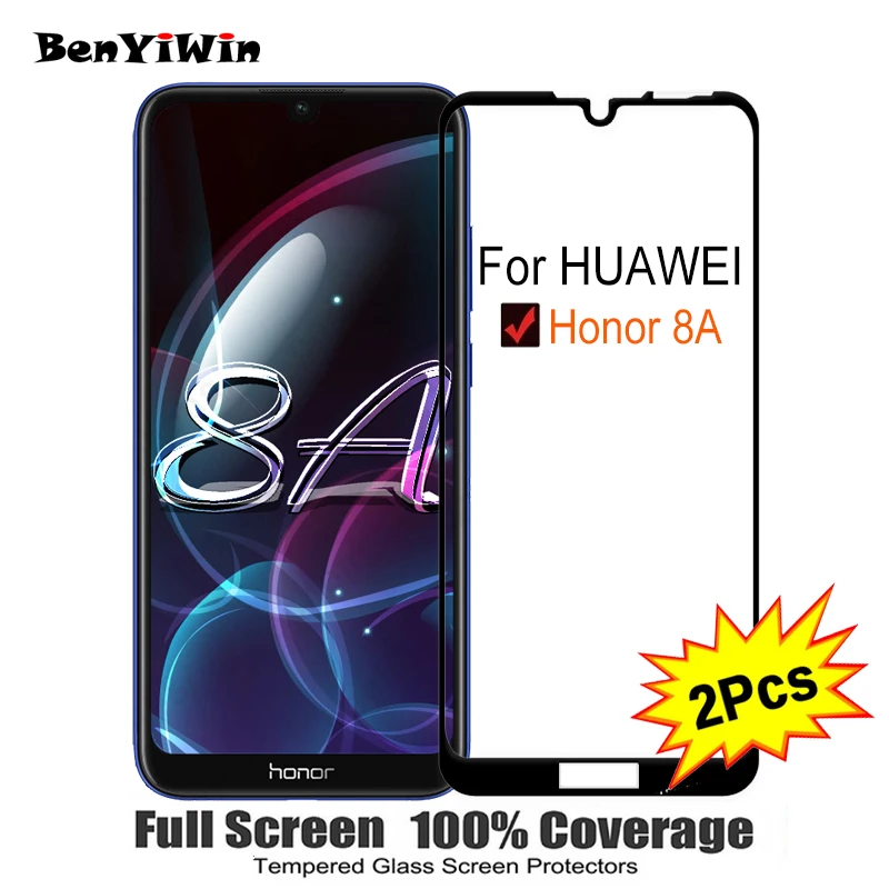 2 шт защита экрана из закаленного стекла полное покрытие для huawei Honor 8A 9H Защита от царапин защитная Пленка чехол для стекла Honor8A