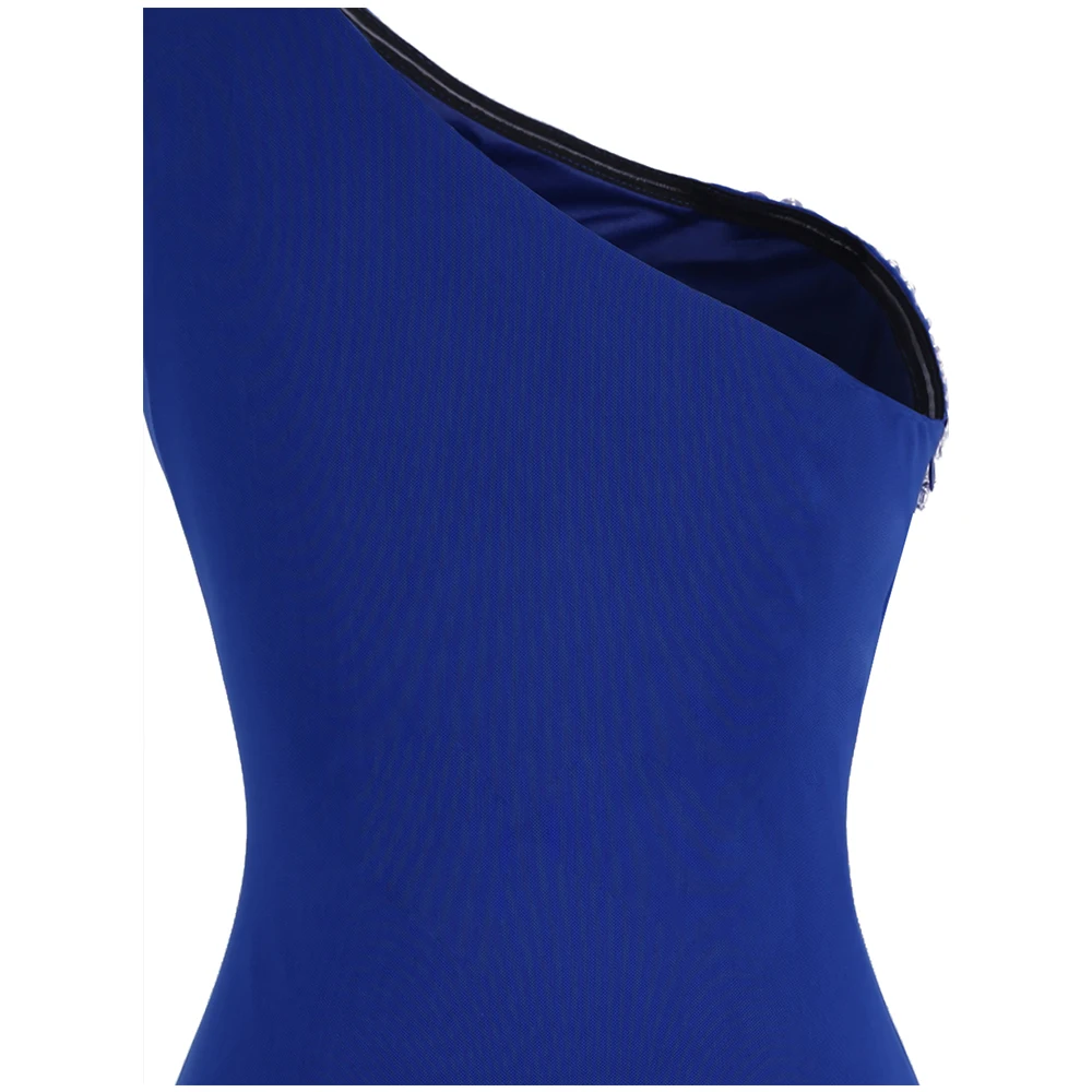 Angel fashions одно плечо Бисероплетение Кристалл Плиссированные Длинные Bodycon Тонкий