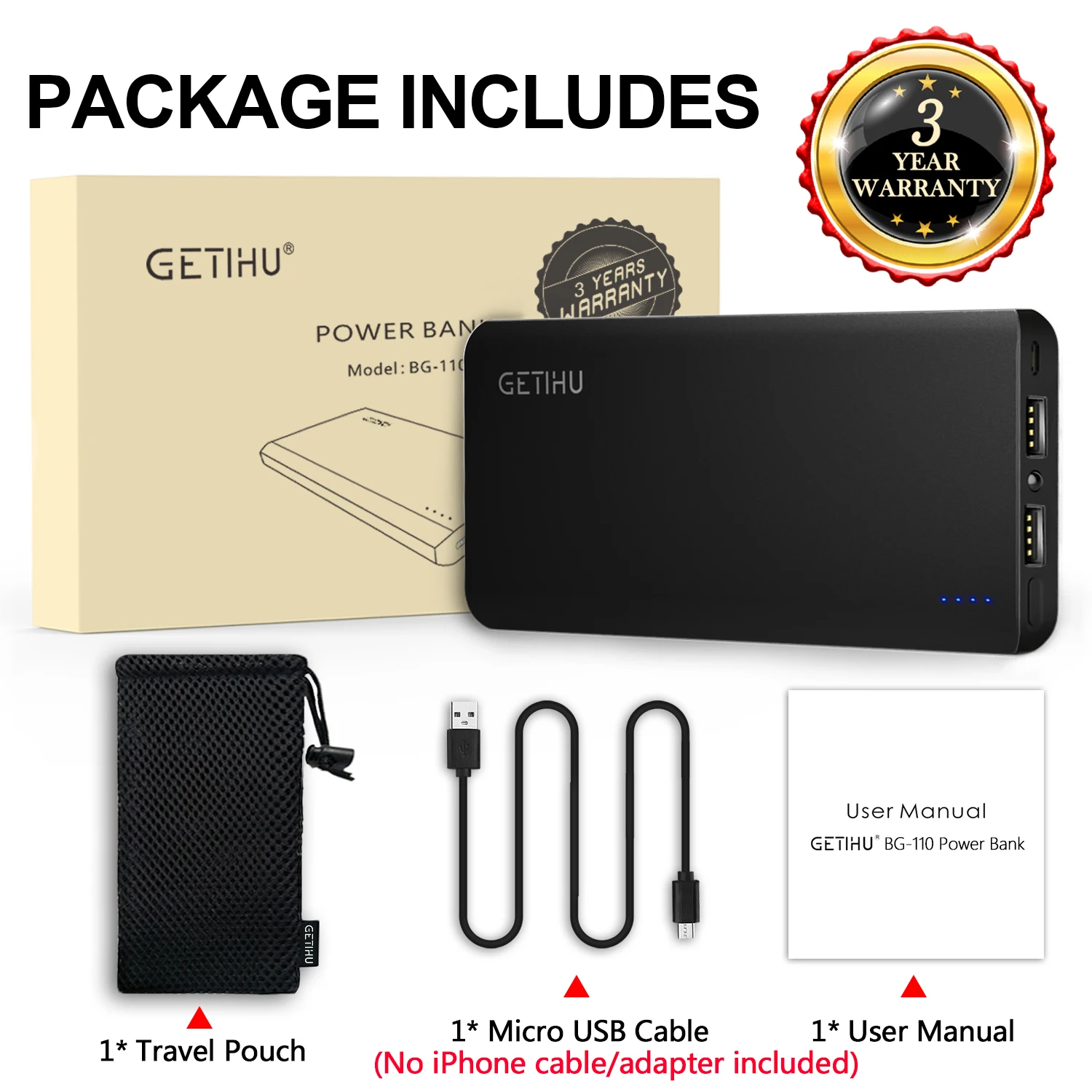 INIU 13000mAh 2.4A power Bank двойное Портативное зарядное usb-устройство power bank для iPhone X Xiaomi Mi телефон повербанк внешний аккумулятор