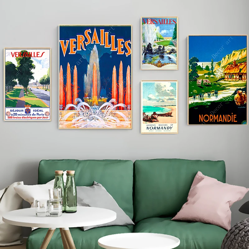 Франция Нормандия Версаль путешествия холст картины старинные крафт плакаты с