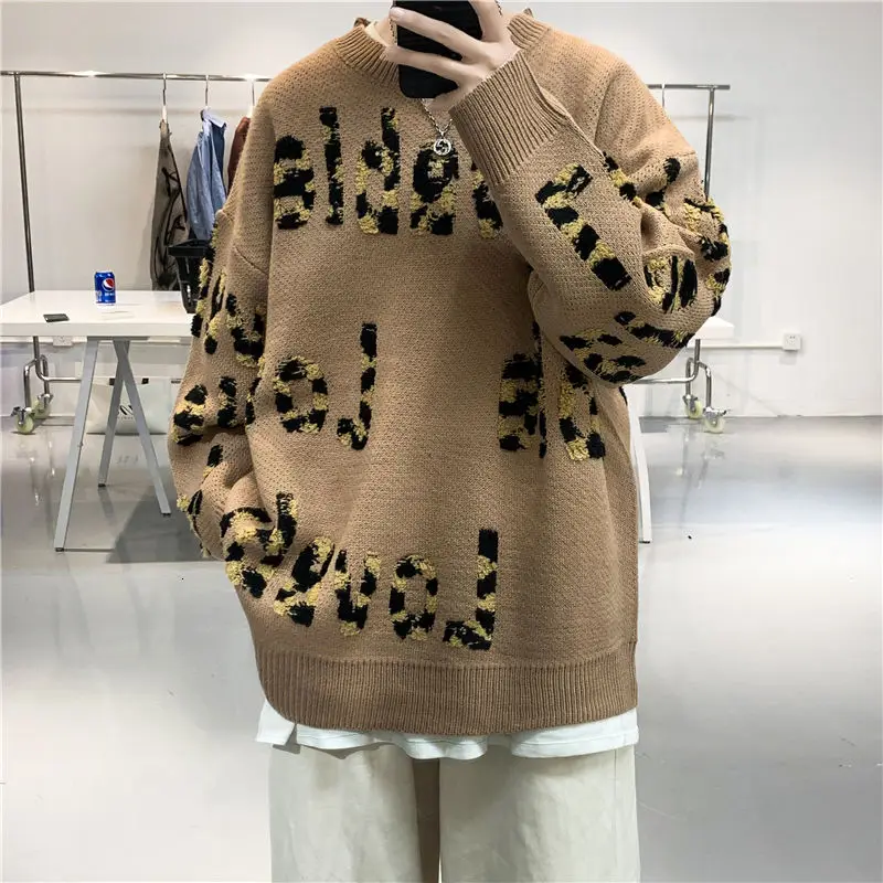 

Men's sweater 2020 Autumn winter new slim letter-print embroidered sweater casual fashion youth men's clothing